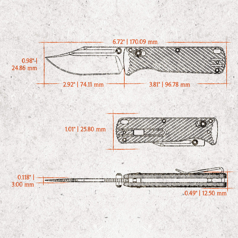 Vosteed Vombat A4101 - 2.92" M390 Satin Bowie Blade, Grey Aluminium Handle