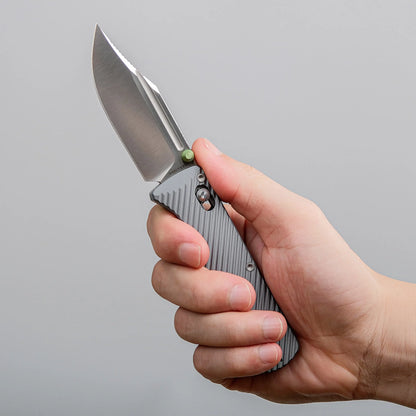 Vosteed Vombat A4101 - 2.92" M390 Satin Bowie Blade, Grey Aluminium Handle