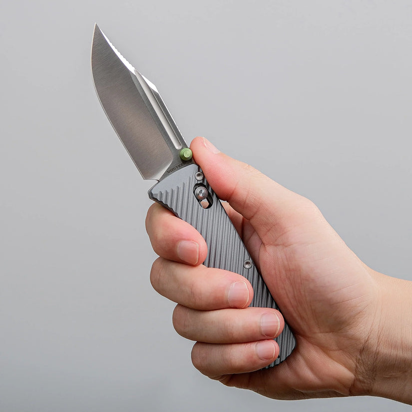 Vosteed Vombat A4101 - 2.92" M390 Satin Bowie Blade, Grey Aluminium Handle