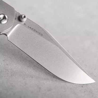 Vosteed Vallhund A2101 - 3.02" S35VN Stonewash Blade, Grey Titanium Handle