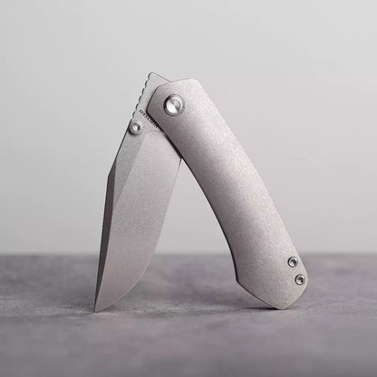 Vosteed Vallhund A2101 - 3.02" S35VN Stonewash Blade, Grey Titanium Handle