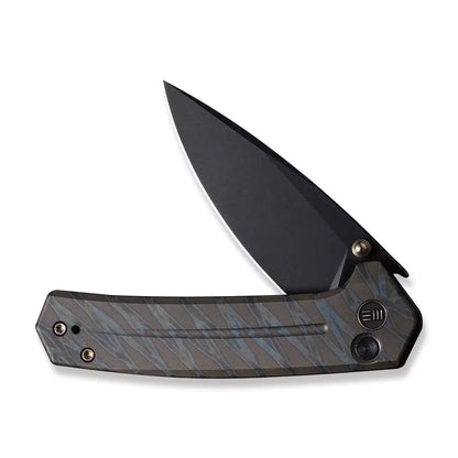 WE Knife Culex WE21026B-7 - CPM-20CV Black Stonewash, Tiger Flame Titanium Handle