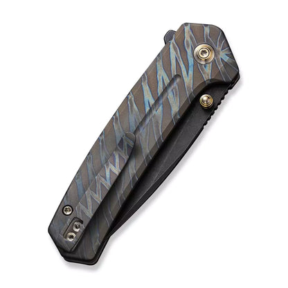 WE Knife Culex WE21026B-7 - CPM-20CV Black Stonewash, Tiger Flame Titanium Handle