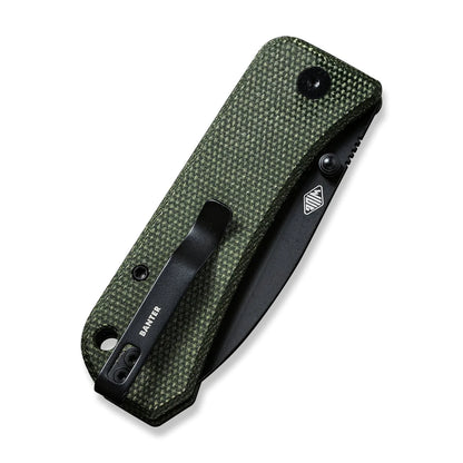 WE Knife Co. Banter Green Micarta 2004J - 2.9" Black Stonewashed S35VN, Green Micarta