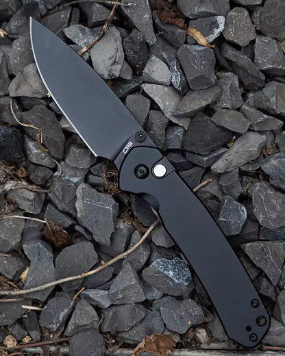 CJRB Pyrite Black - 3.11" AR-RPM9 Black Drop Point Blade, Black Steel Handle - J1925BST