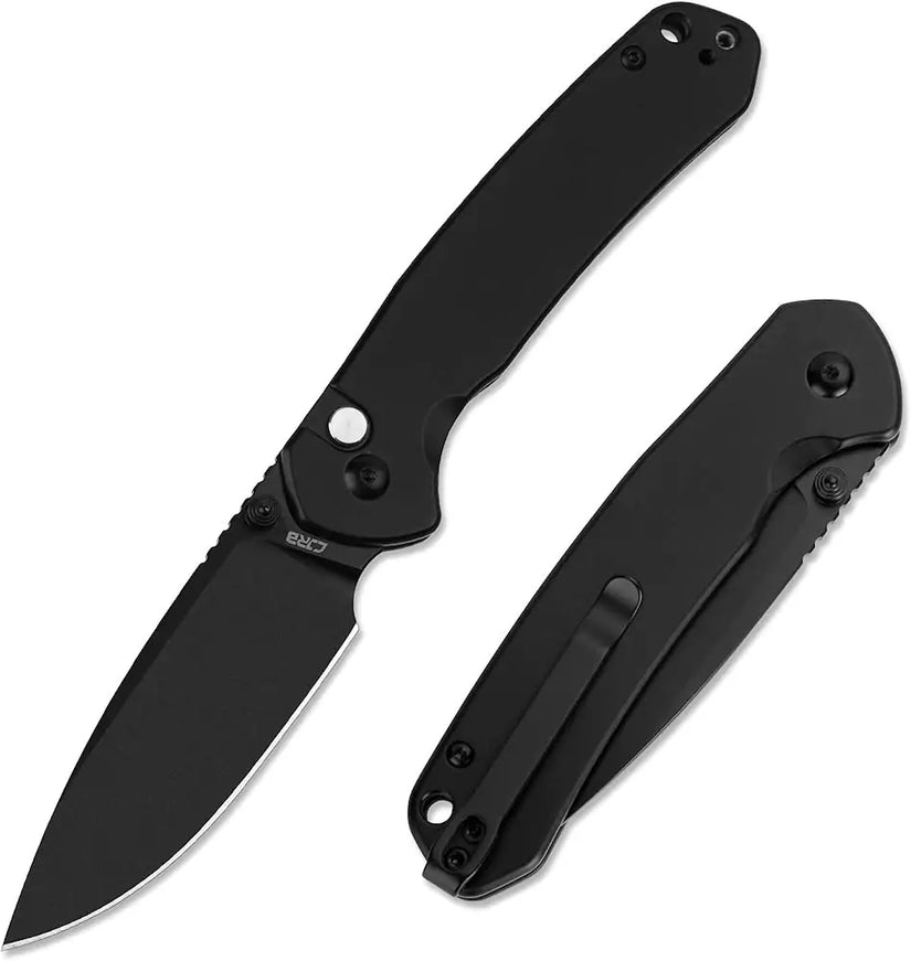 CJRB Pyrite Black - 3.11" AR-RPM9 Black Drop Point Blade, Black Steel Handle - J1925BST