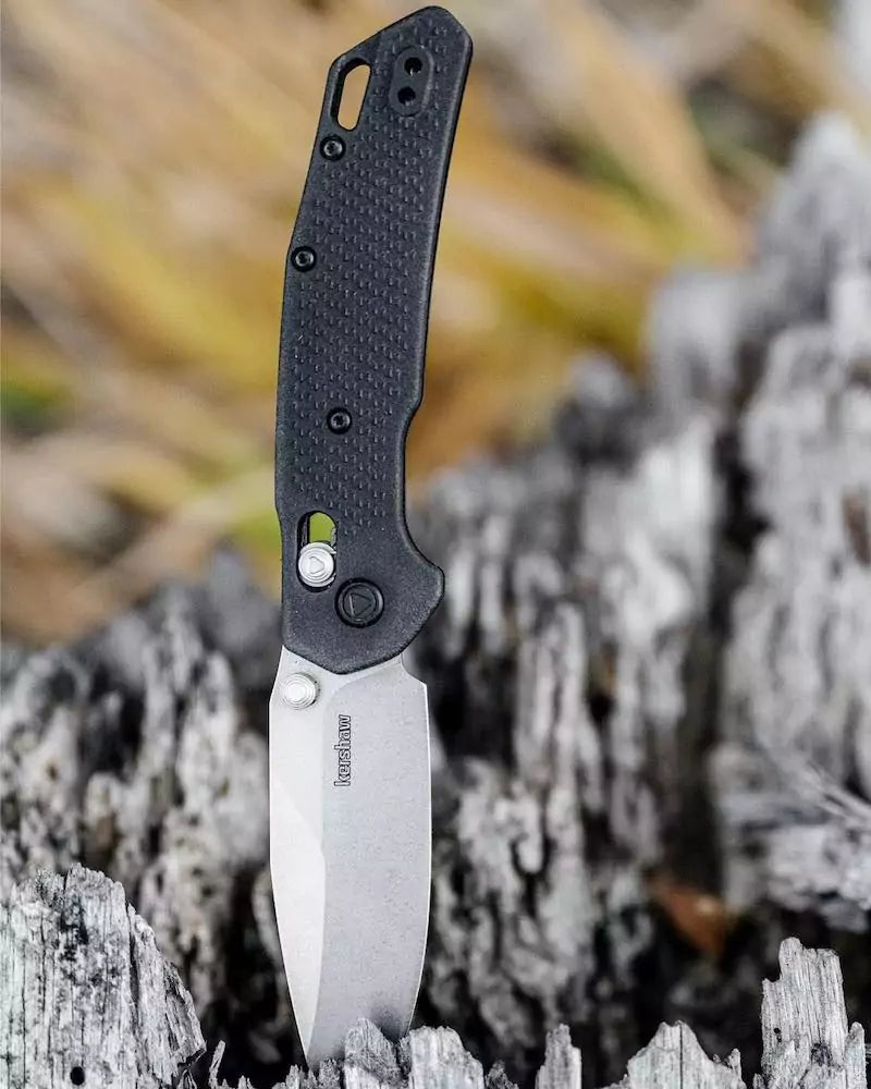 Kershaw Heist - 3.2" D2 Stonewashed Clip Point Blade, Black Glass-Reinforced Nylon Handles - 2037