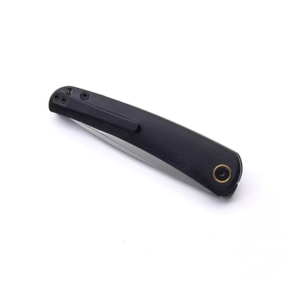 Miguron Knives Akri - 3.5" 14C28N Satin Blade, Black G10 Handle, Front Flipper
